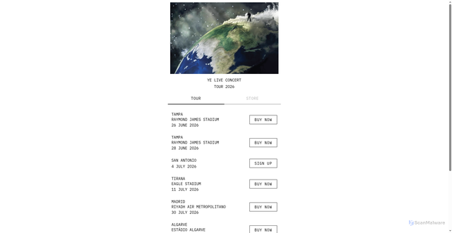 Security scan screenshot of https://tour.yeezy.com/