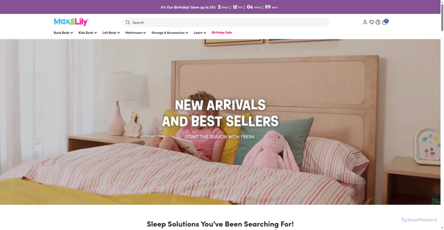 Security scan screenshot of https://maxandlily.com