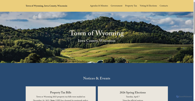 Security scan screenshot of https://www.townofwyomingwi.gov/