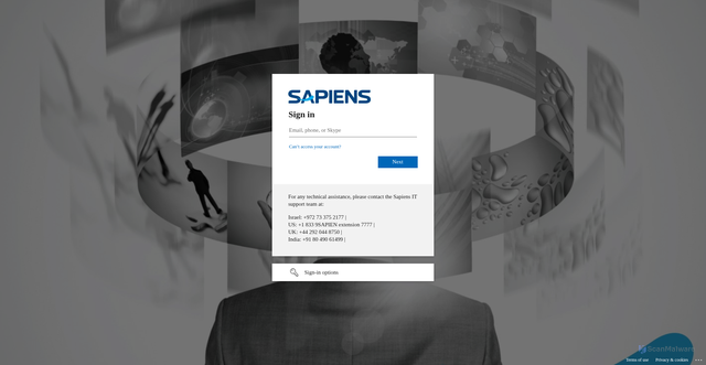 Security scan screenshot of https://sapiens365-my.sharepoint.com