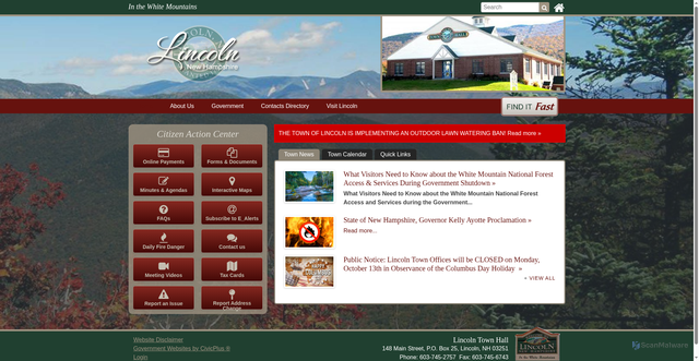 Security scan screenshot of https://www.lincolnnh.gov/