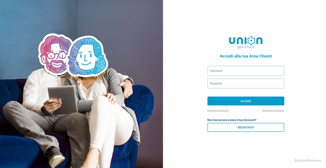 Security scan screenshot of https://uniongaseluce.it/web/area-clienti/login