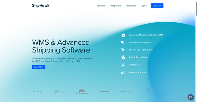 Security scan screenshot of https://shiphawk.com