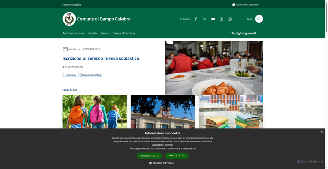 Security scan screenshot of https://www.comune.campocalabro.rc.it/it