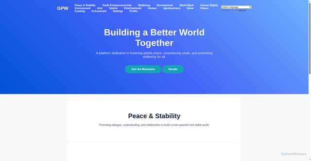 Security scan screenshot of https://globalpeace-tsymxwxlt4.edgeone.app/