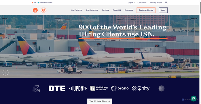 Security scan screenshot of https://isnetworld.com