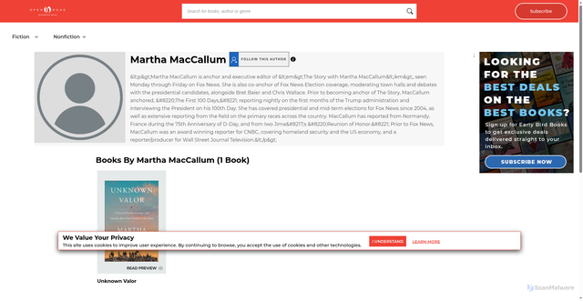 Security scan screenshot of https://openroadmedia.com/contributor/martha-maccallum