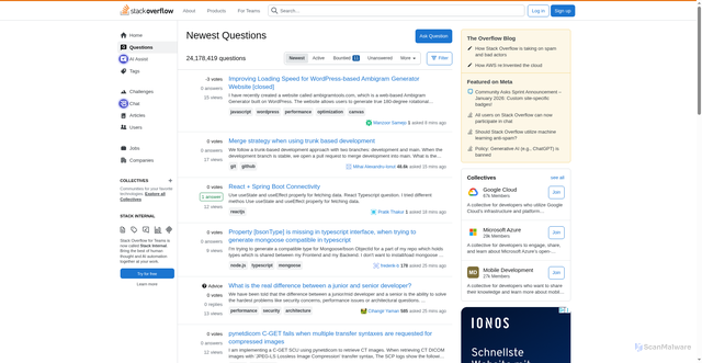 Security scan screenshot of https://stackoverflow.com