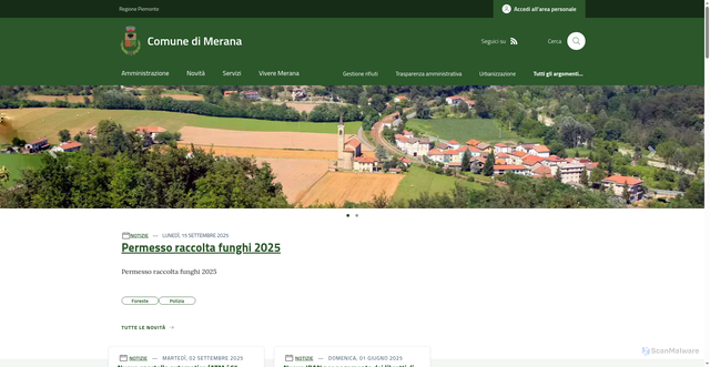Security scan screenshot of https://www.comune.merana.al.it/