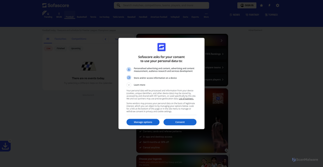Security scan screenshot of https://sofascore.com