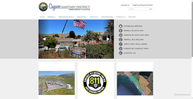 Security scan screenshot of https://www.cayucossanitarydistrict.gov/
