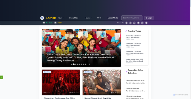 Security scan screenshot of https://www.sacnilk.com