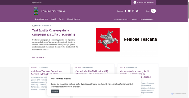 Security scan screenshot of https://comune.suvereto.li.it/