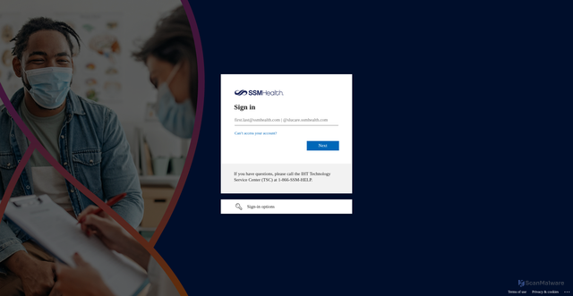 Security scan screenshot of https://ssmhealth.sharepoint.com