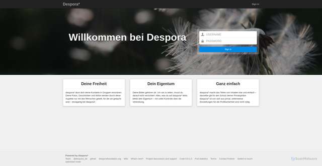 Security scan screenshot of https://despora.de