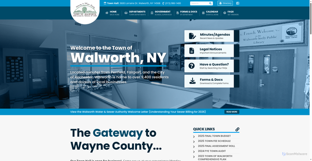 Security scan screenshot of https://townofwalworthny.gov/