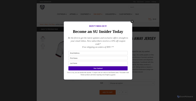 Security scan screenshot of https://www.soccerunlimitedusa.com/shop/fan-shop/adidas-mexico-2026-away-jersey-white/?srsltid=AfmBOoo9_nBC87pDZMGtuwQYAMFhkHjhU3s2LTuW3dH66MJzbPh9bbHJ