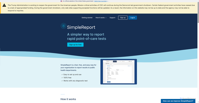 Security scan screenshot of https://www.simplereport.gov/