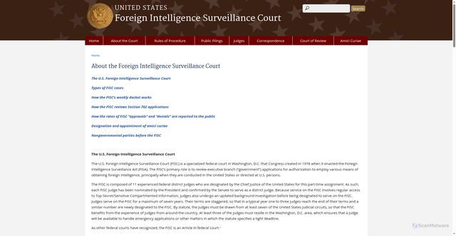 Security scan screenshot of https://www.fisc.uscourts.gov/about-foreign-intelligence-surveillance-court