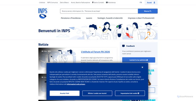 Security scan screenshot of https://www.inps.it