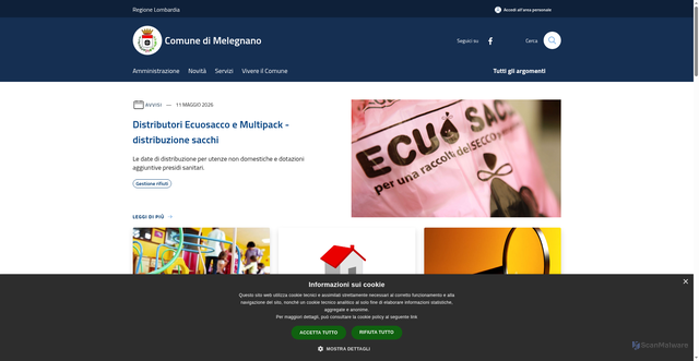 Security scan screenshot of https://www.comune.melegnano.mi.it