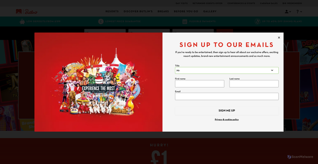Security scan screenshot of https://www.butlins.com