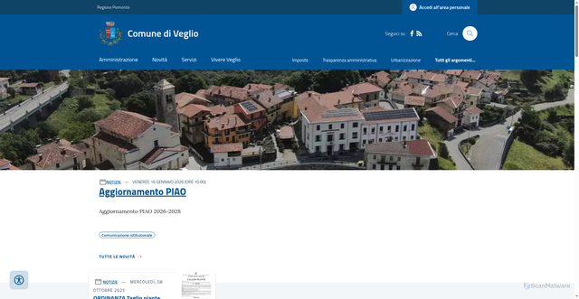 Security scan screenshot of https://www.comune.veglio.bi.it