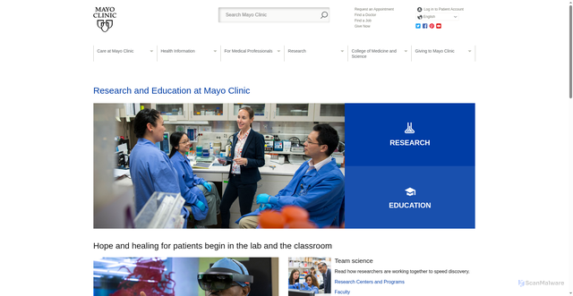Security scan screenshot of https://www.mayo.edu/