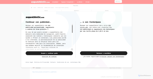 Security scan screenshot of https://www.aupaathletic.com/youth-league-athletic-qarabag/tema/10155918