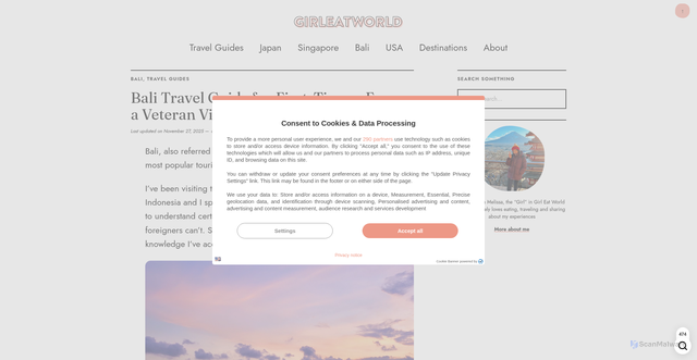 Security scan screenshot of https://girleatworld.net/bali-travel-guide/