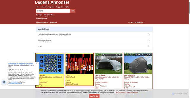 Security scan screenshot of https://dagensannonser.se