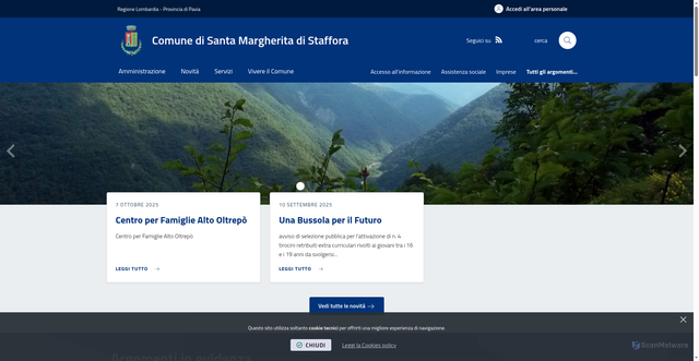 Security scan screenshot of https://www.comune.santamargheritadistaffora.pv.it/it-it/home