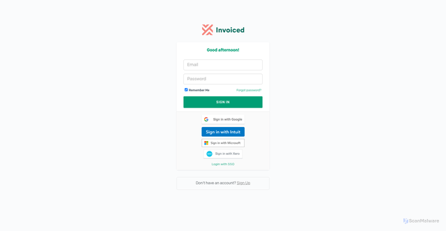 Security scan screenshot of https://app.invoiced.com