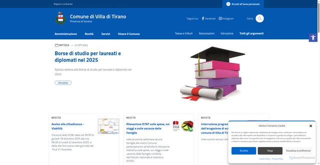 Security scan screenshot of https://comune.villaditirano.so.it/