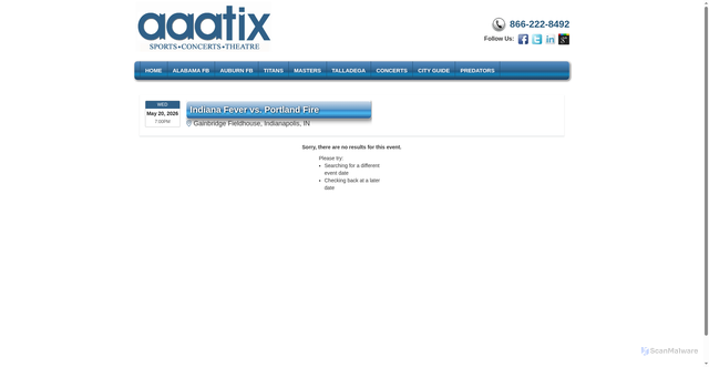 Security scan screenshot of https://www.aaatix.com/Events/WNBA-Tickets/Portland-Fire-at-Indiana-Fever-2026-05-20-19-00-00