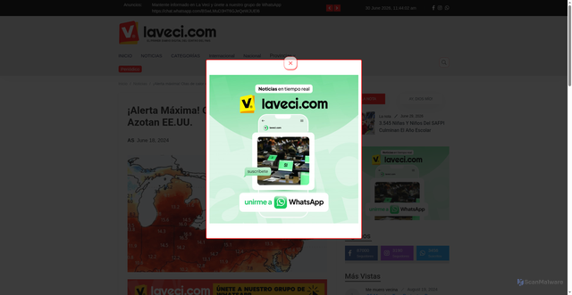 Security scan screenshot of https://laveci.com/noticia/alerta-maxima-olas-de-calor-extremo-azotan-eeuu