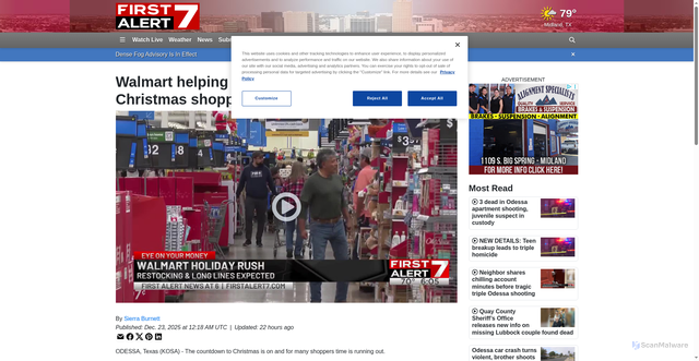 Security scan screenshot of https://www.firstalert7.com/2025/12/23/walmart-helping-customers-with-last-minute-christmas-shopping/