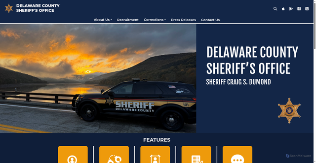 Security scan screenshot of https://www.delawarecountysheriffny.gov/