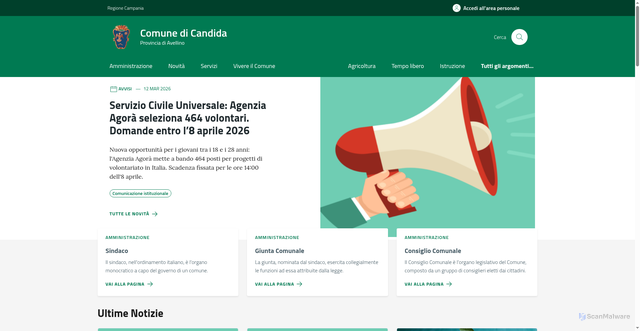 Security scan screenshot of https://www.comune.candida.av.it