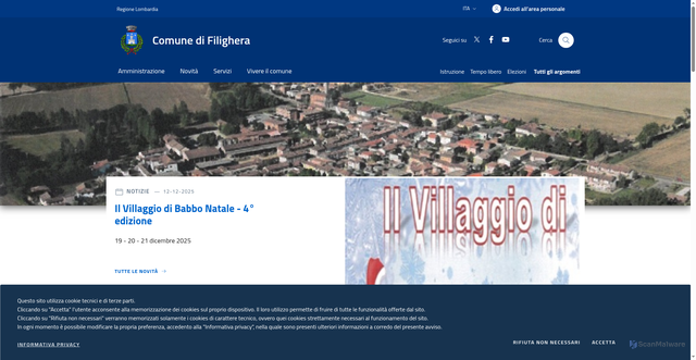 Security scan screenshot of https://www.comune.filighera.pv.it/