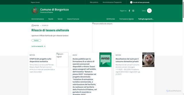 Security scan screenshot of https://www.comune.borgoricco.pd.it/