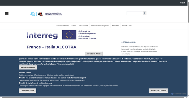 Security scan screenshot of https://www.ao.camcom.it