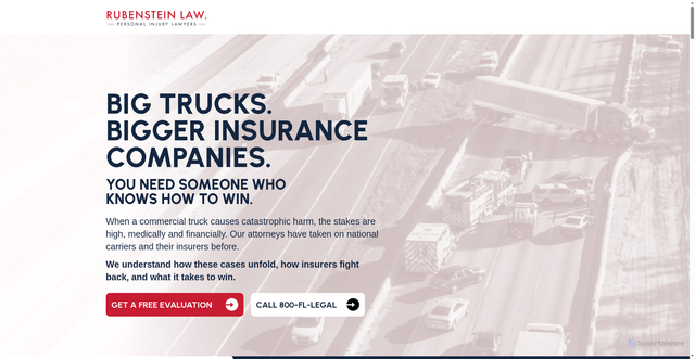 Security scan screenshot of https://fl.rubensteinlaw.com/trucking-accident/
