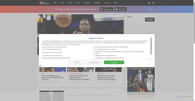 Security scan screenshot of https://ballexclusives.com/nba/san-antonio-spurs-nba-news/