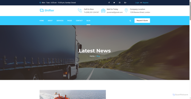 Security scan screenshot of http://speedsafelogistic.com/blog-details-fullwidth.html