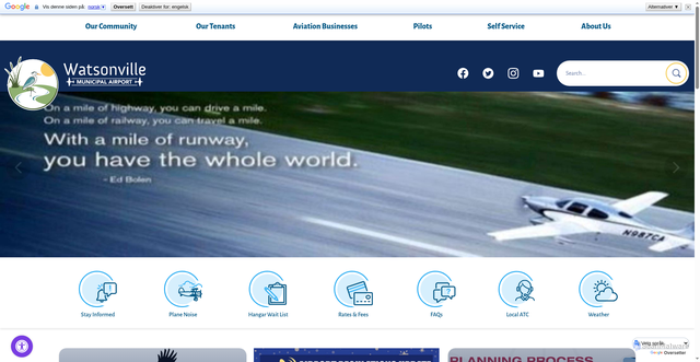 Security scan screenshot of https://watsonville.gov/2322/Airport