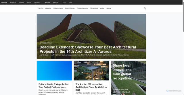 Security scan screenshot of https://blog.architizer.com