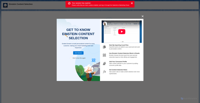 Security scan screenshot of https://ecs.us.sfmc-einstein.com
