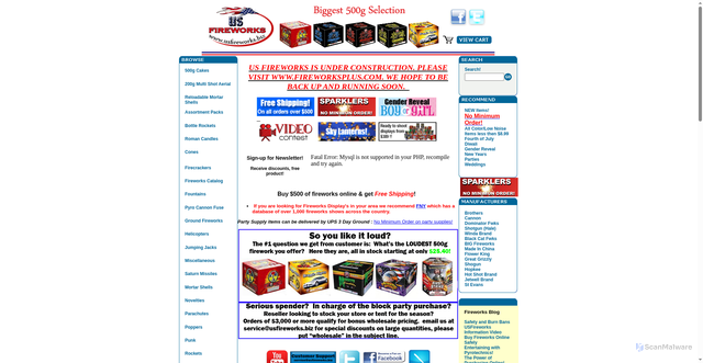 Security scan screenshot of https://www.usfireworks.biz/