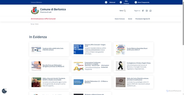 Security scan screenshot of https://www.comune.bertonico.lo.it